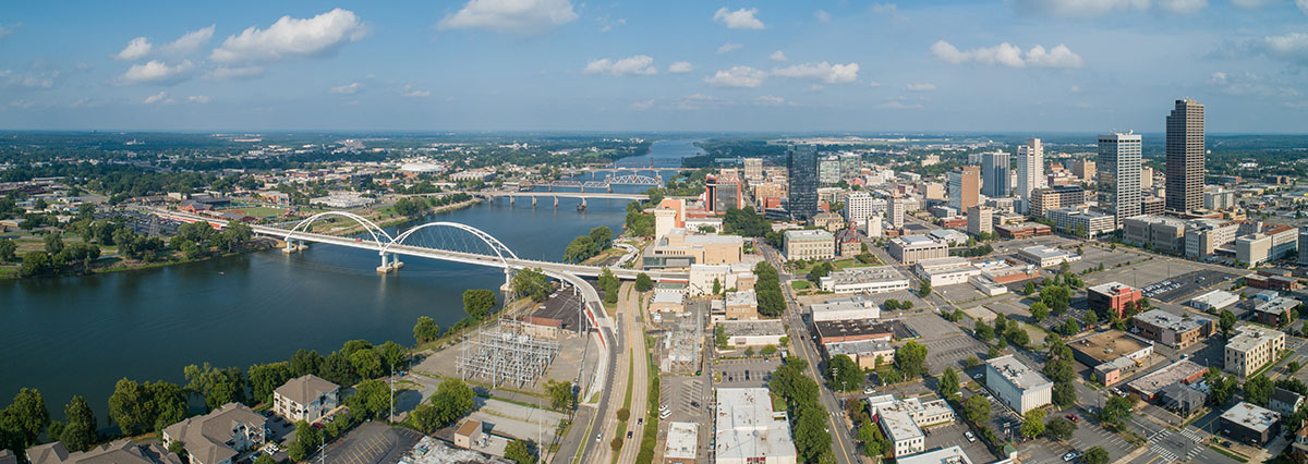 Aerial Downtown Little rock Arkansas USA