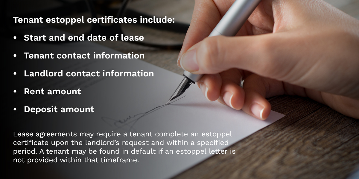 Tenant Estoppel Certificates Include
